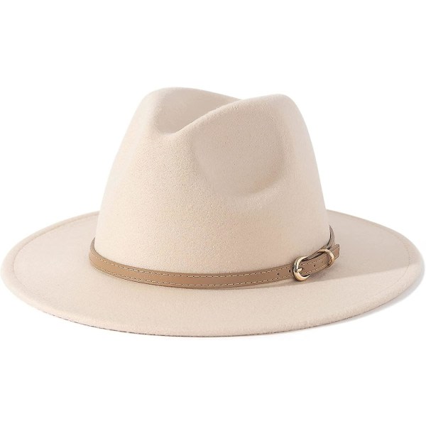 Dam klassisk filt Fedora hatt med bred brätte med bältesspänne
