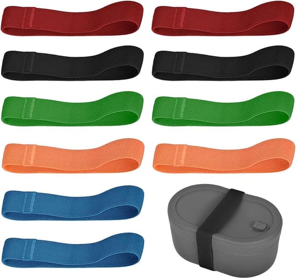 10 matboks-strikker - Bento-boks festestropper, elastiske strammestropper - for kontor, piknik, camping