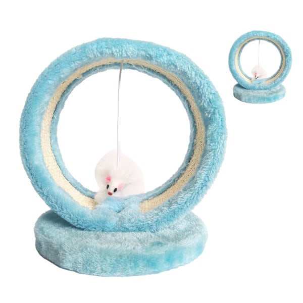 Kattklösbräda med Grottdesign, Rund Klätterställning med Mus-Hänge för Inomhusbruk, Blå, One Size