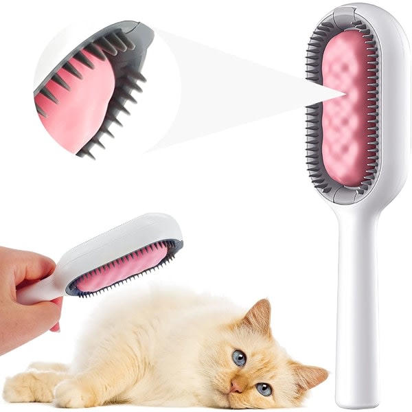 Katto-och hundborste, husdjurskam, hårborttagningsborste för husdjur, hund- och kattvårdstillbehör (långt hår, rosa)