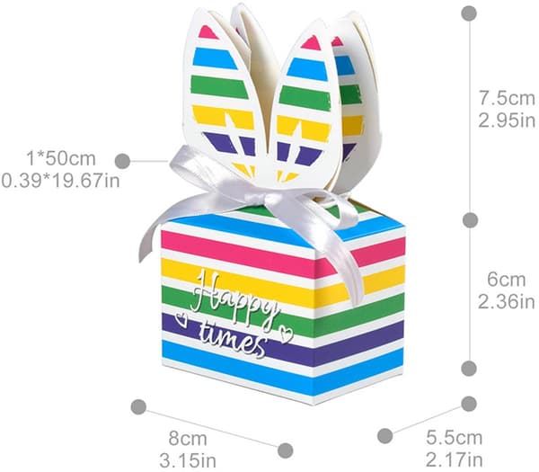 Gift Box Candy Box - Rainbow Rabbit - series - Striped Design - With Print - Festive