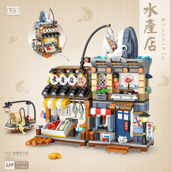 LOZ 1231 1232 Mini Byggeklodser Legetøj Japansk Drikkevarebar Gadebillede Samleklods Pr a set no box