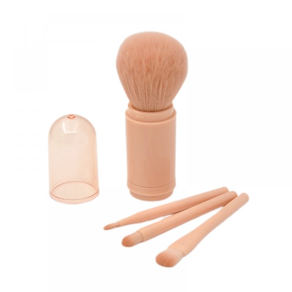Fyra-i-ett sminkborste, lös puderborste, miniögonborste, infällbart och bärbart skönhetssminkverktyg (oranssi)