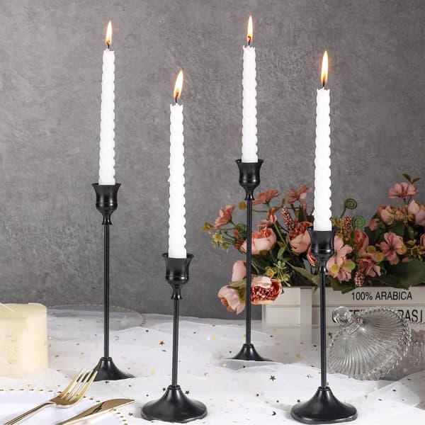 6 Sorte Metall Lysestaker - Koniske - Retro Design - Bryllupsgave