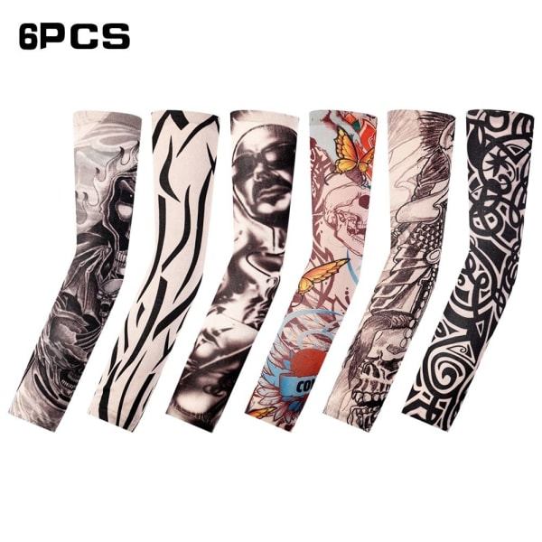 6ST Tatuering Arm Sleeves Långa ärmar Tatuering solskydd