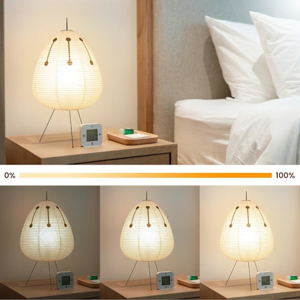 Nogyu2022 Noguchi Stil Akari Lampe u2022 Japansk bordlampe i papir u2022 Inspirert av Isamu Noguchi u2022 Risapir u2022 Nattbord Desk Lamp (Black/White)