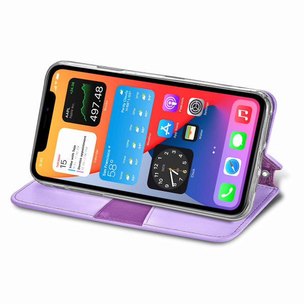 Case för Iphone 11 Pro Max plånboksmönster Etui Handytasche Coque präglat cover - lila null none