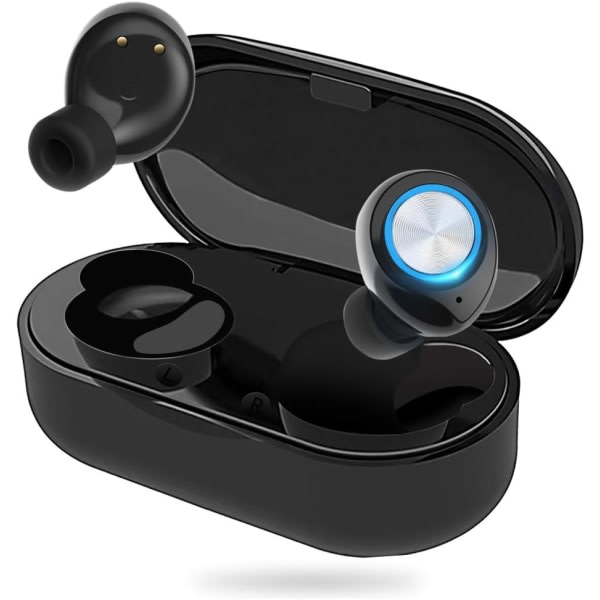 True Wireless Earbuds Bluetooth 5.0 med case, Mini HD musta