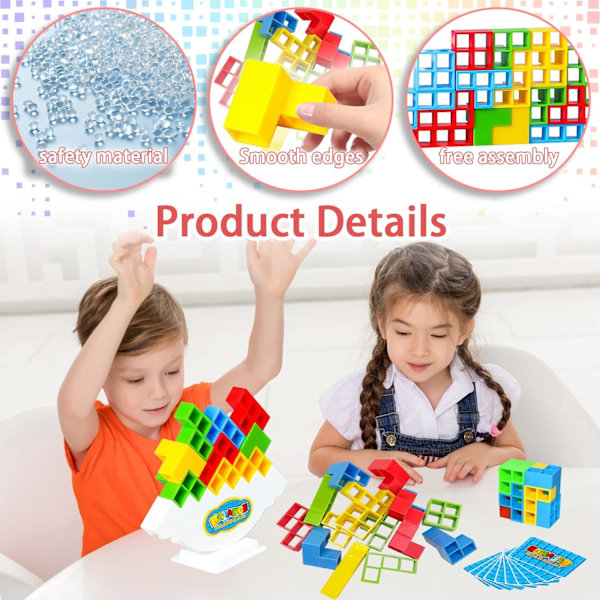 Balansblokker, russiske byggeklosser, dekompresjonsbalansebyggeklosser, Tetris Tower Balance Building Toy, Balanserende stableleker 16 pieces