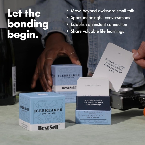 BestSelf Icebreaker Deck - Sitouttava keskustelunavaaja 150 keskustelunaloituksella, korkealaatuiset keskustelukort-A