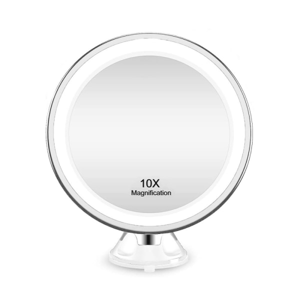 UNIQ Sugkopp Makeup Spegel LED-Ljus & x10 förstoring - Vit