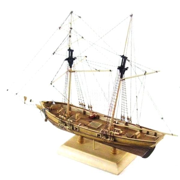 1:70 Ny havn træsejlbåd model DIY Kit Skibsmontering D Farve onesize
