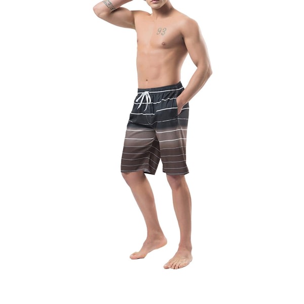 Randiga strandbyxor for män-L(34) Kaffekläder och tillbehör