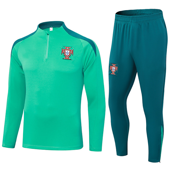 2425 Nya Spanien Portugal Brasilien Vuxen Långärmad Fotbollsträningsuniform Set Portugal / Grön Portugal / Green L