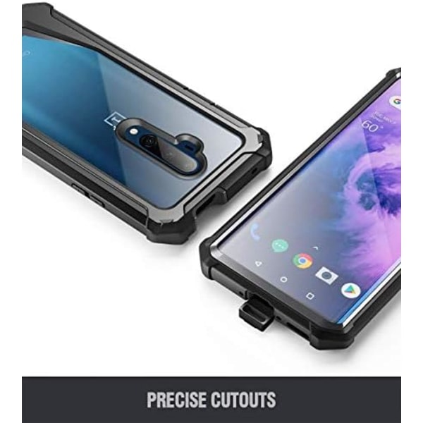 Poetic Guardian-sarja, joka on suunniteltu OnePlus 7T Pro/OnePlus 7 Pro case, helkroppshybrid stötsäkert cover inbyggt skärmskydd Musta ei mitään