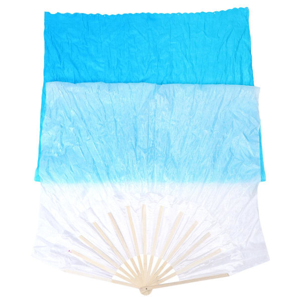 1,8 m förlängda magdansfläktslöjor Sidenbambufläkt Gradient Color Fan för kvinnor Vuxna (vit Gradual Blue) Sininen 180cm