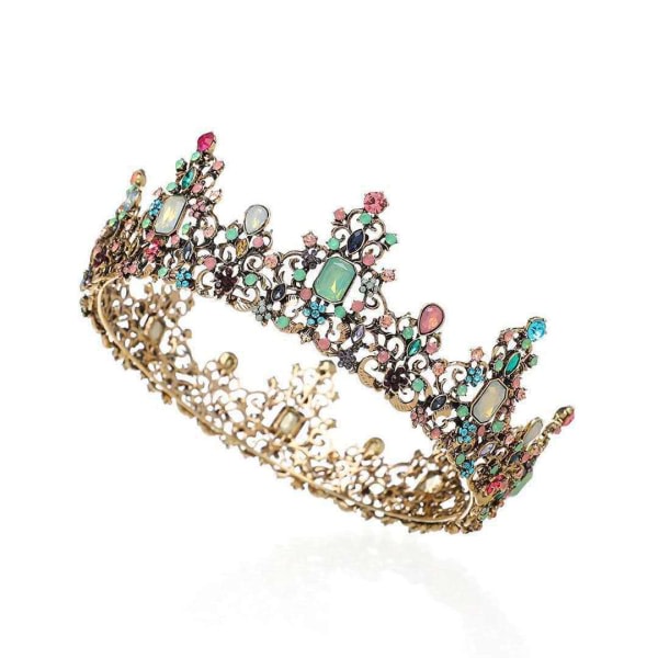 Jeweled Barock Queen's Crown - Rhinestone Wedding Crown and Lad CDQ