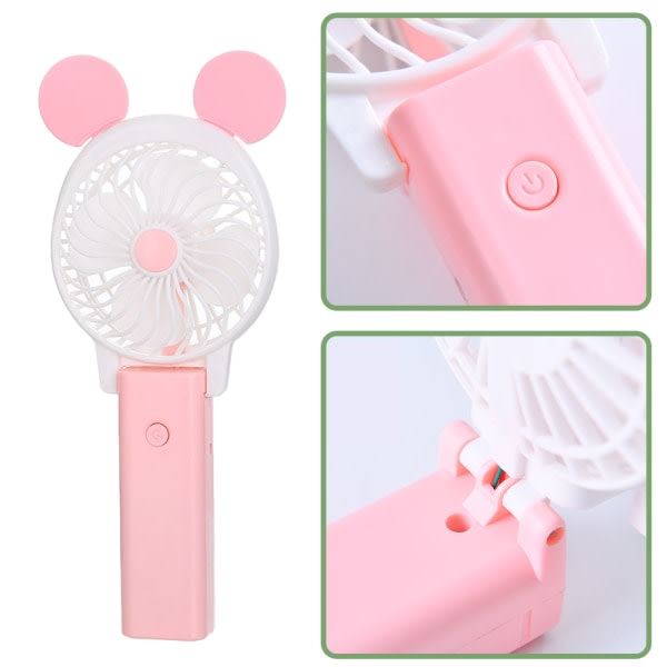 CDQ Mini-ventilator, sammenklappelig, håndholdt, bærbar, til kontoret, pink, Q9