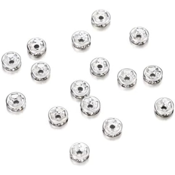 CDQ Distanspärlor lösa pärlor för smyckestillverkning 100-pack Silver 6 mmCDQ