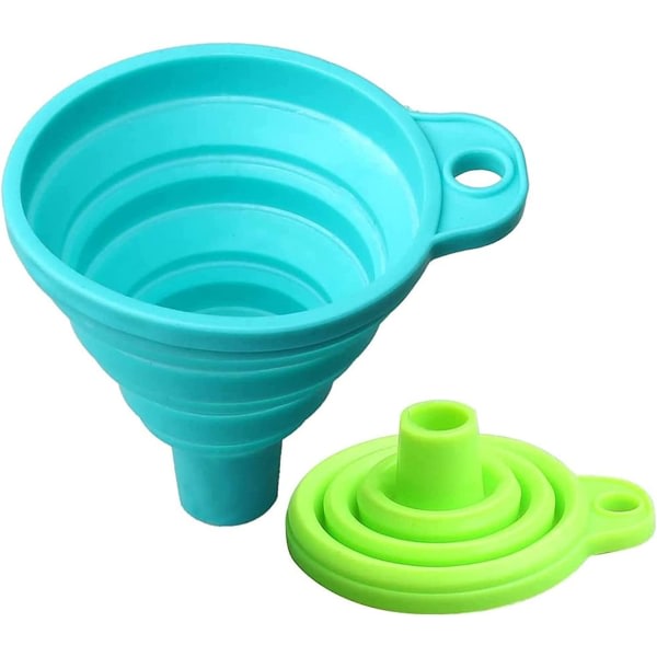 Hopfällbar tratt, hopfällbar container av silikongel för hemköket (2 st, blå+grön) zdq