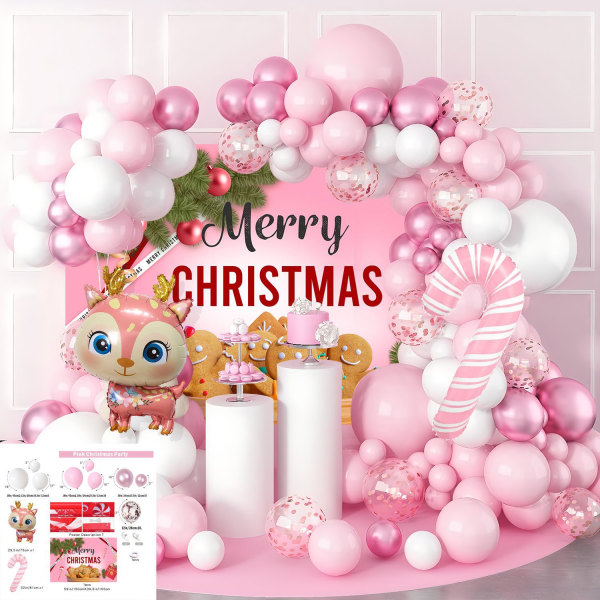 Christmas Balloon Garland Arch Kit med Röd Rosa Martini Blå Böna Grön Vit Guld Ballonger Santa Älg Folieballonger for Xmas Baby Shower