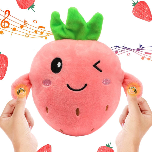 Strawberry Induktio Beat Piano Plyschleksak Fruit Interactive Musical Sensing Rythm Instrument Leksak Multiplayer Elektronisk, Rosa, 9''