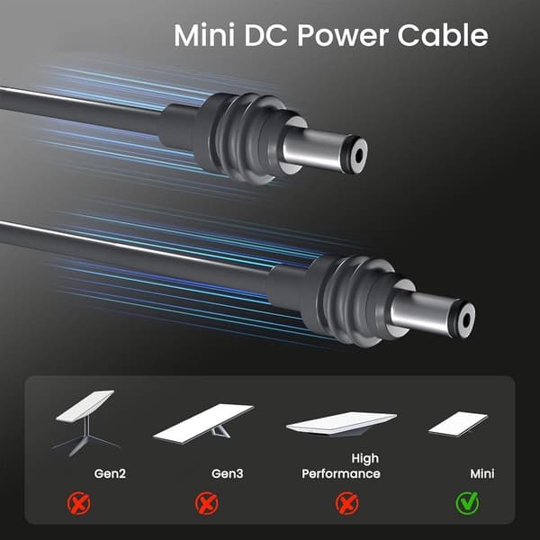 Starlink Mini DC strømkabel 300cm/10FT – 18AWG, IP68 vanntett, erstatningsforlengelse