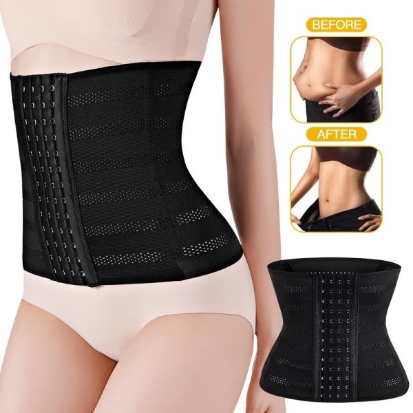 waisttrainer træningskorsett korsetter sort M M