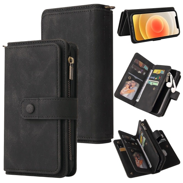 Kompatibel med Iphone 11- etui Plånbok Flip-kortholdere Pu Läder Magnetic Protective Flip Cover - Svart null ingen