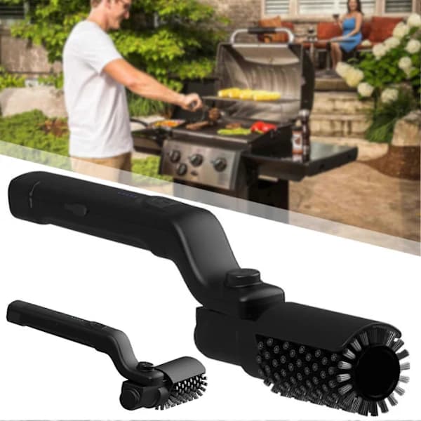 Elektrisk Grillbørste Genopladelig Trådløs Dybderensende Fedtfjerner til BBQ Griller Sort Black