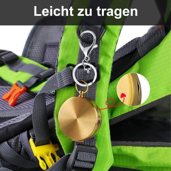 Brass Compass with Liquid-Filled Dial, Waterproof and Durable, Luminous Features for Night Navigation