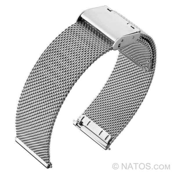 Milanese Mesh Watch Band 20mm Stainless Steel with Quick Release Pins, Adjustable Clasp, Easy No-Tool Installation, Silver