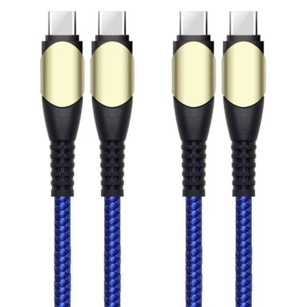 CQBB 2-pack USB-C till USB-C-kabel 60W snabbladdning för Xiaomi Redmi 11A 10A 10C 9 9A 9C 9T - 1M flätad nylonblå