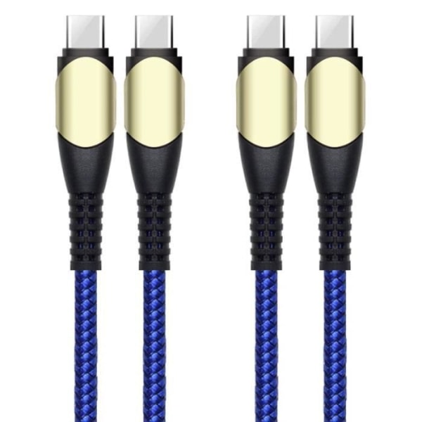 CQBB 2-pakning USB-C til USB-C-kabel 60W hurtiglading for Xiaomi Redmi 11A 10A 10C 9 9A 9C 9T - 1M flettet nylonblå