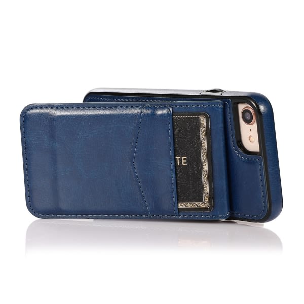 För Iphone 7 / 8 / Se (2020) / Se (2022) Korthållare Phone case Kickstand Pu Läder + Tpu cover Mörkblå