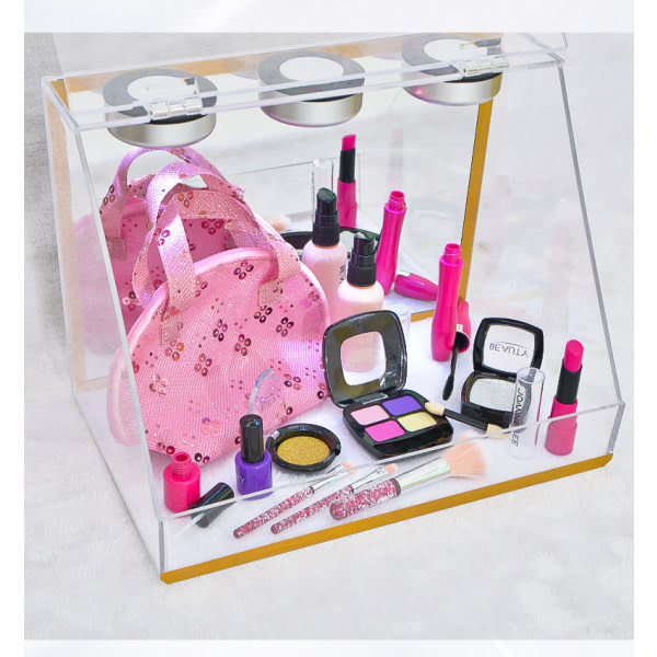 Set för barn Flickor 15 delar tvättbart set Rollleksak med 2 juveler Klistermärken Kosmetikväska Set med glitter kosmetikväska