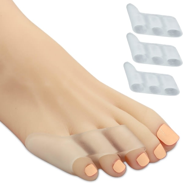 Små tåavskiljare, 10 förpackningar med genomskinliga Pinky Toe-separatorer