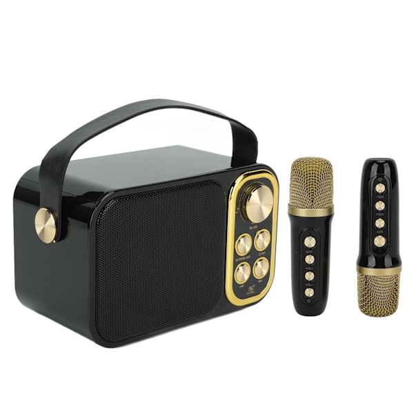 Karaokemaskin med 2 mikrofoner Allt-i-ett Karaoke-maskin Bärbar Bluetooth-sångmaskin för hemmafester Svart