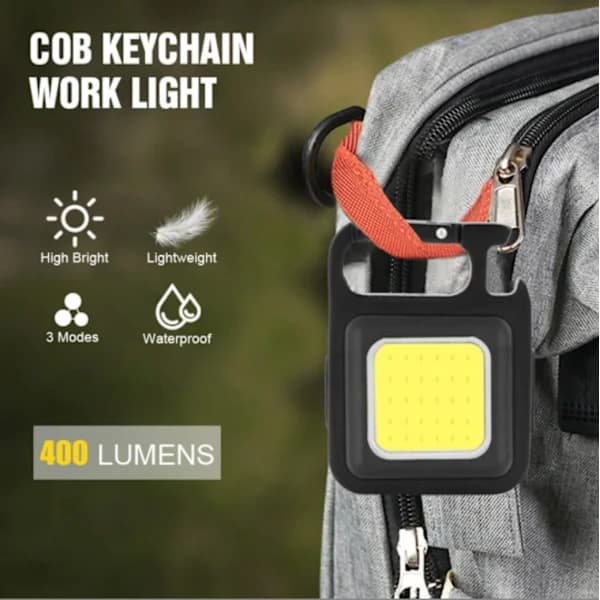 Rechargeable 3 Light Modes Portable Flashlight Keychain Mini Flashlight With Bottle Opener, Magnetic Base, Foldable Bracket white white