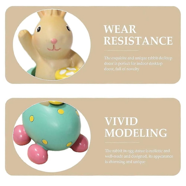 Easter Resin Painted Bunnies Sitting on Eggshell Ornaments for Decorating Gifts