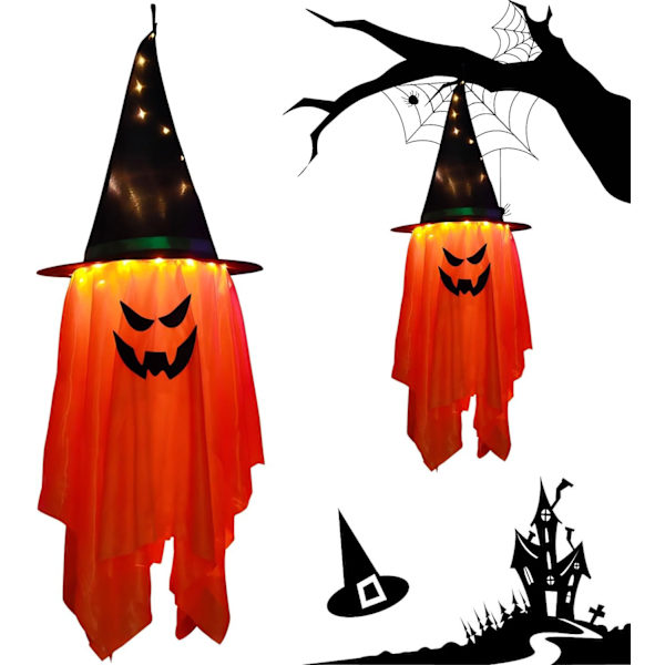 Suuret Halloween-haamuhahmot ulkokäyttöön, riippuva noitakypärähaamu puutarhan koristeluun Suuri haamu valkoinen Suuri haamu valkoinen Stort spökvitt Stort spökvitt