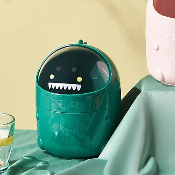 Desktop Trash Can Plastic with Lid Mini Small Cute Shaped for Dining Table Desk Home Office Easy Storage S Green 0.1 0.1