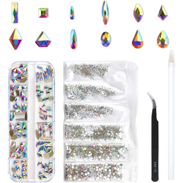 120 st Multi Shapes Glas Crystal AB Rhinestones For Nail Art Craft, Mixa 12 Style FlatBack Crystals (120 st Kristaller + 1728 st rhinestones)