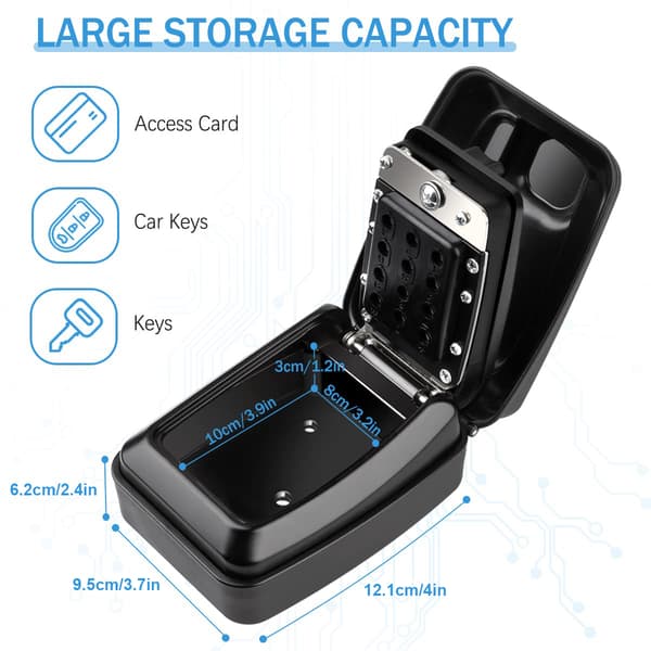 High Security Key Lock Box, Waterproof and Weatherproof, Resettable 12 Digit Code for Secure Storage, Aluminum Alloy Material, Indoor & Outdoor