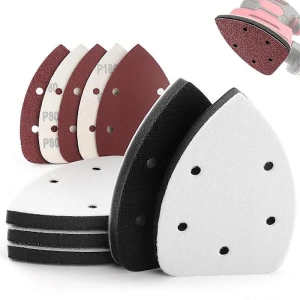 5-pack Mouse Sanding Pad with Hook and Loop, Triangular Sanding Pad with 5 Holes, Backing Pad for Mouse Sander