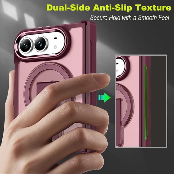 Magnetiskt fodral för iPhone Duo med justerbart stöd, MagSafe-kompatibelt, PC + TPU stötsäkert med fullt kameraskydd, grått