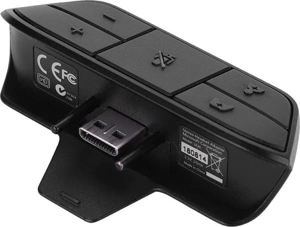Stereo Headset Adapter til Xbox One med 3,5 mm lydstik, lydstyrkekontrol og mikrofon-mute til kablede gaming-headsets, sort
