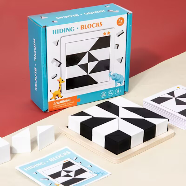 Hidden Blocks Puzzle Pussel Leksaker Träpussel C