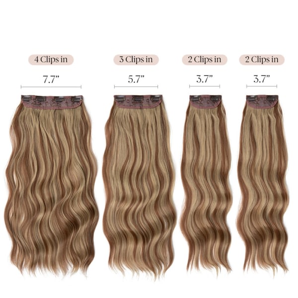 Clip-in extensions 22 tum set med 4 lockiga vågor för kvinnor