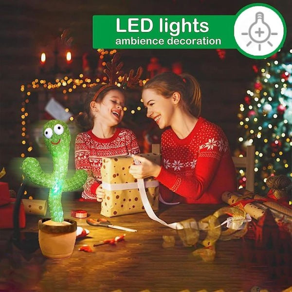 Dansende kaktus Imiterer leketøy, snakker Gjenta sang Sunny Cactus Toy 120 sanger for baby Spill inn din lyd Syng+dans+opptak+lys